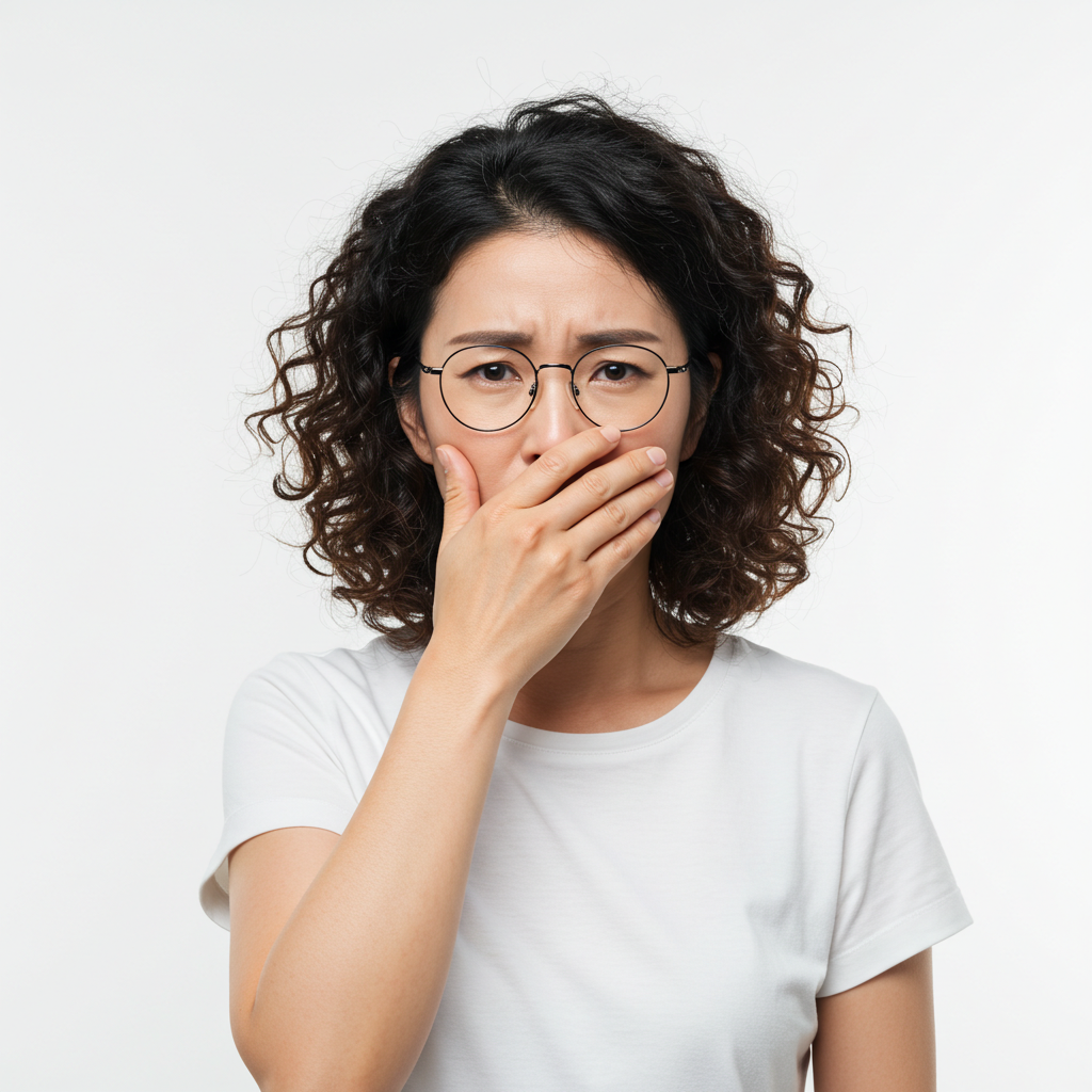 Woman with concerned expression