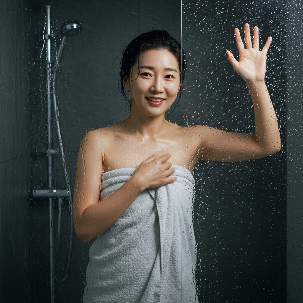 Woman using cleanser
